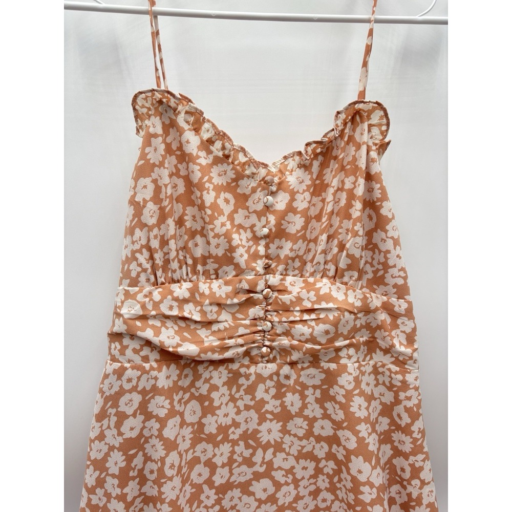 Lulus Crista Floral Maxi Dress S Rust Orange Button Front Cottagecore - Picture 6 of 10